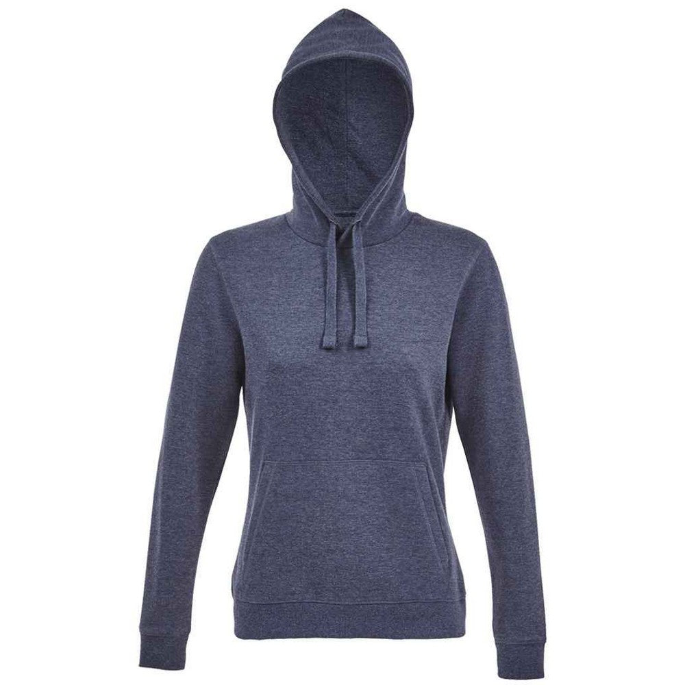 Denim Heather - Front - SOLS Womens-Ladies Spencer Hooded Sweatshirt