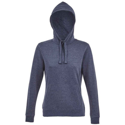 Denim Heather - Front - SOLS Womens-Ladies Spencer Hooded Sweatshirt