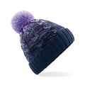 Lavender-French Navy - Front - Beechfield Unisex Adult Ombre Pom Pom Beanie