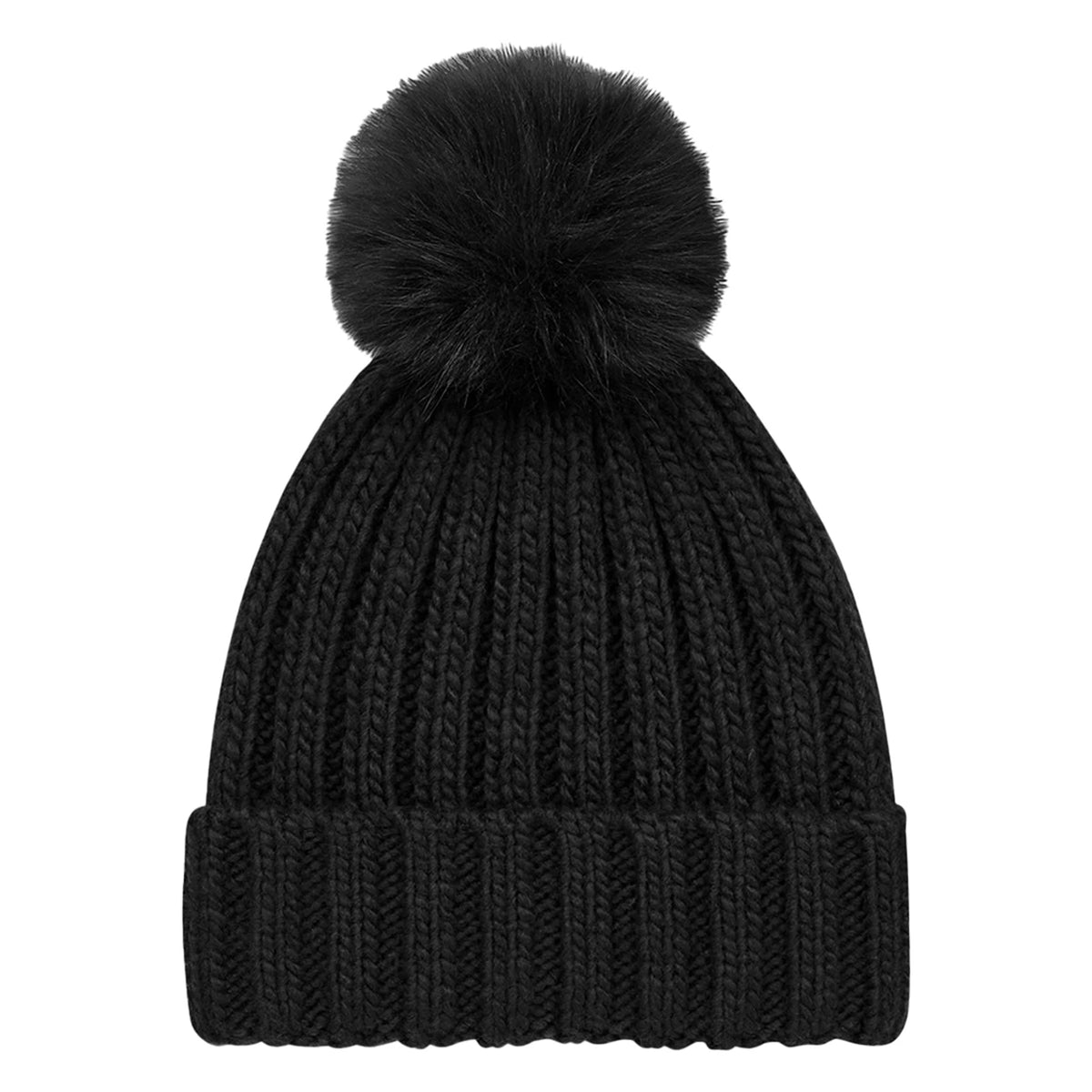 Black - Back - Beechfield Unisex Adult Verbier Pom Pom Beanie