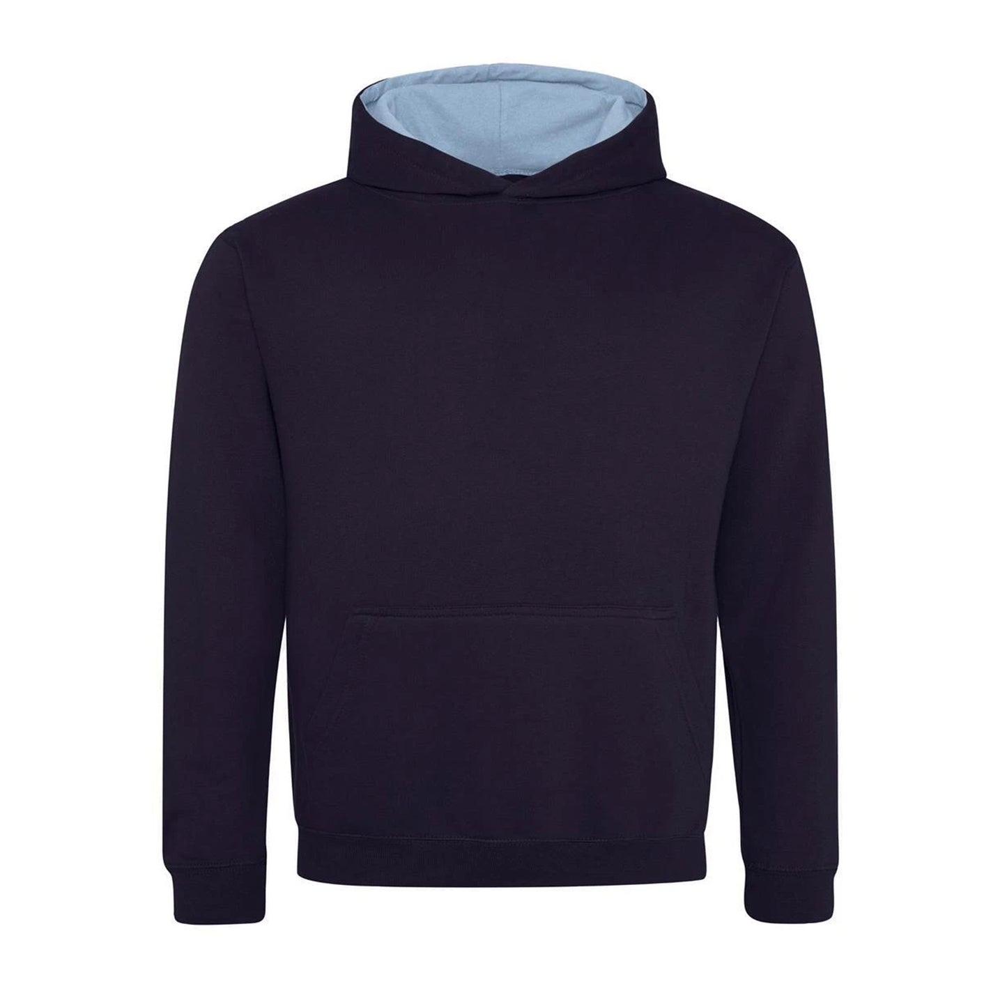 New French Navy-Sky Blue - Front - Awdis Childrens-Kids Varsity Hoodie