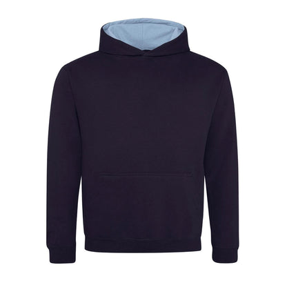 New French Navy-Sky Blue - Front - Awdis Childrens-Kids Varsity Hoodie