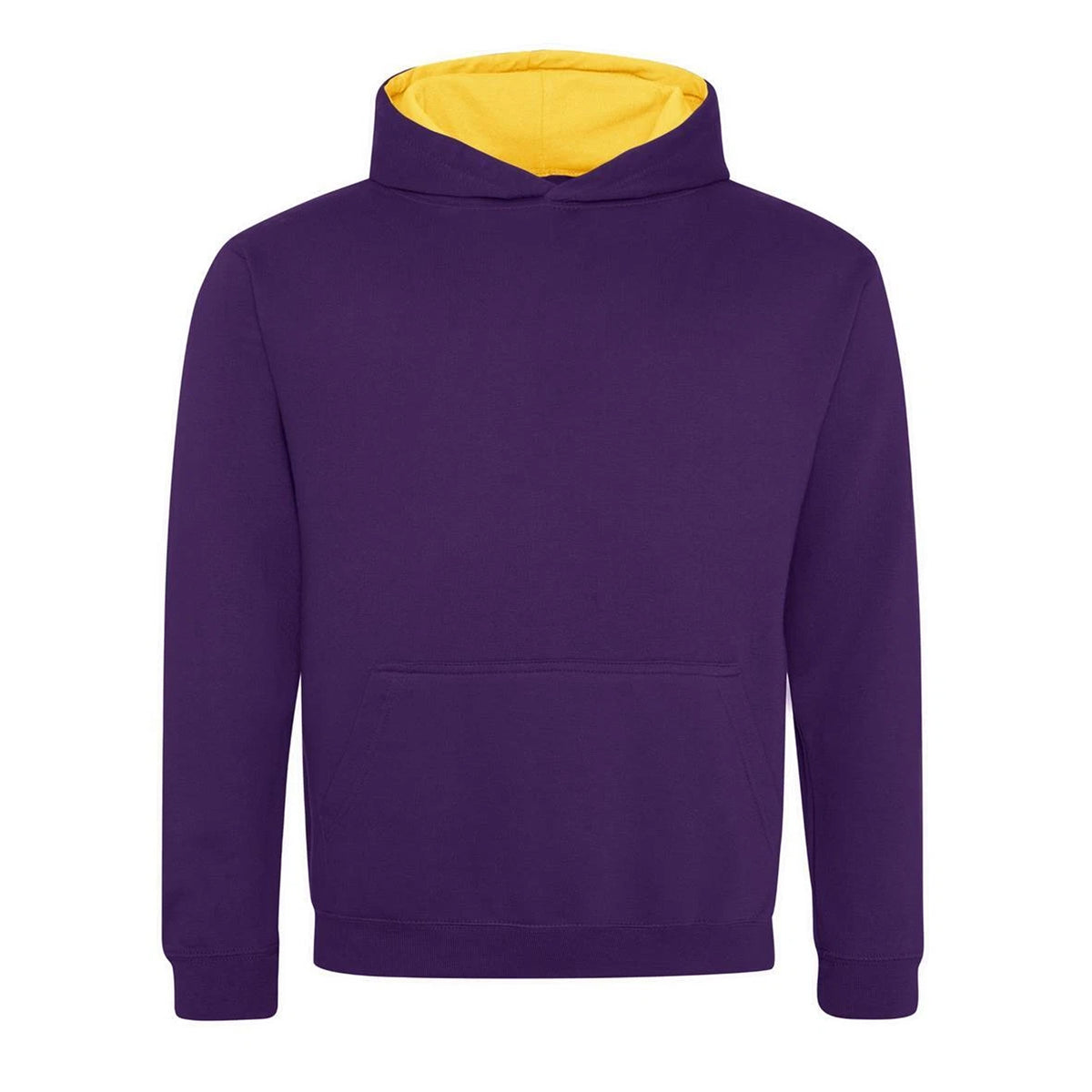 Purple-Sun Yellow - Front - Awdis Childrens-Kids Varsity Hoodie