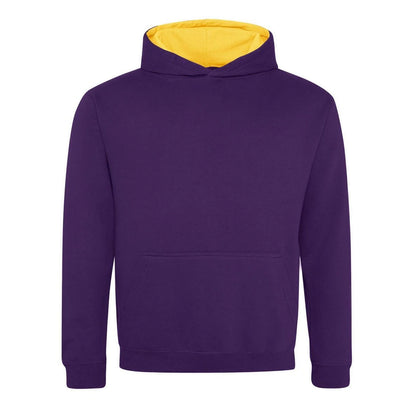 Purple-Sun Yellow - Front - Awdis Childrens-Kids Varsity Hoodie