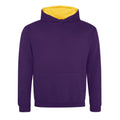 Purple-Sun Yellow - Front - Awdis Childrens-Kids Varsity Hoodie