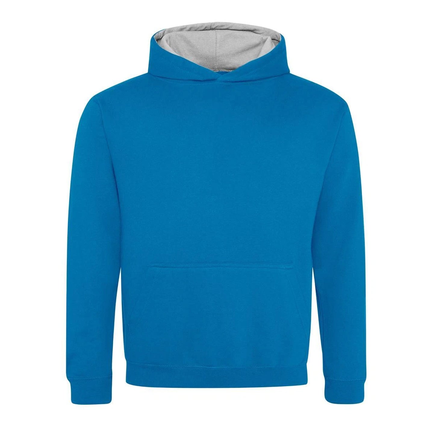 Sapphire Blue-Heather Grey - Front - Awdis Childrens-Kids Varsity Hoodie