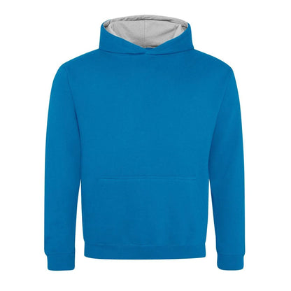Sapphire Blue-Heather Grey - Front - Awdis Childrens-Kids Varsity Hoodie