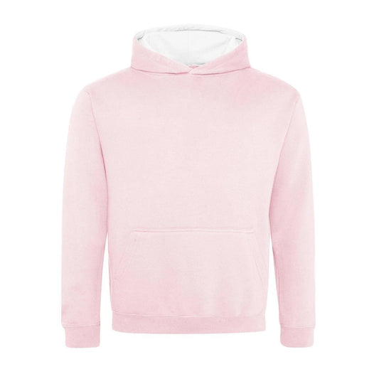 Baby Pink-Arctic White - Front - Awdis Childrens-Kids Varsity Hoodie