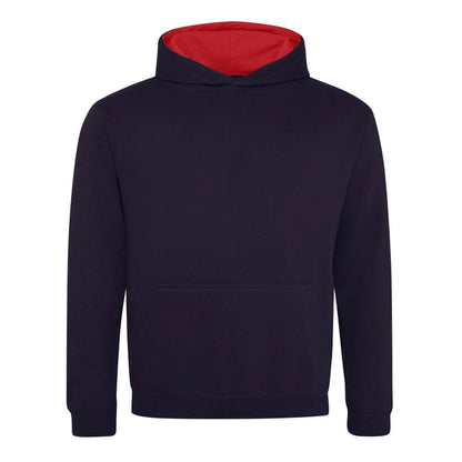 New French Navy-Fire Red - Front - Awdis Childrens-Kids Varsity Hoodie