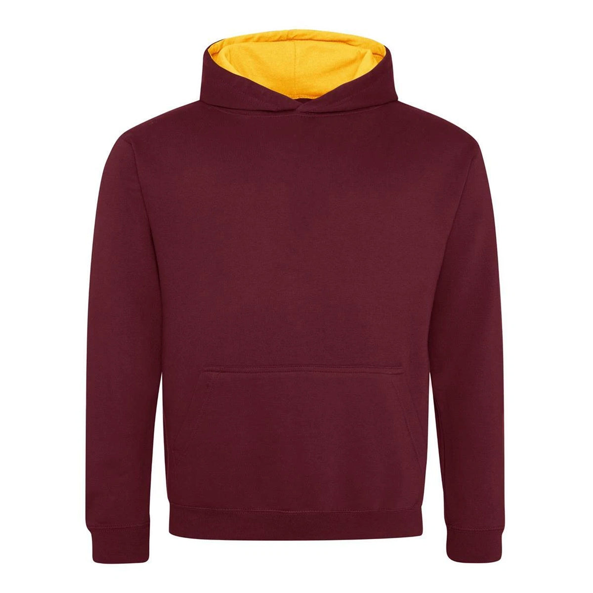 Burgundy-Gold - Front - Awdis Childrens-Kids Varsity Hoodie