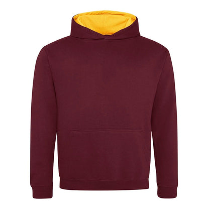 Burgundy-Gold - Front - Awdis Childrens-Kids Varsity Hoodie
