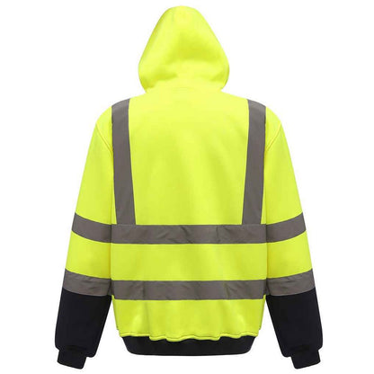 Yellow-Navy - Back - Yoko Mens Hi-Vis Hoodie