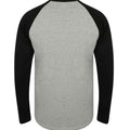 Heather Grey-Black - Back - Skinni Fit Mens Long-Sleeved Baseball T-Shirt