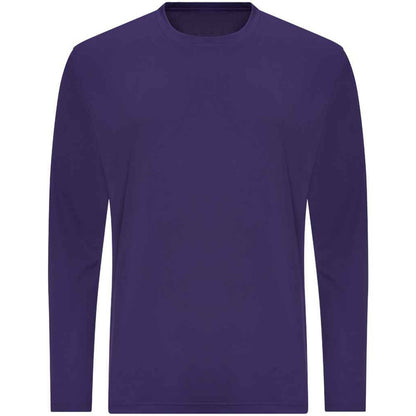 Purple - Front - AWDis Cool Mens Moisture Wicking Long-Sleeved T-Shirt