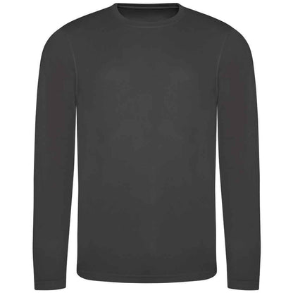 Charcoal - Front - AWDis Cool Mens Moisture Wicking Long-Sleeved T-Shirt