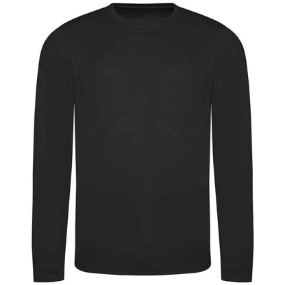 Jet Black - Front - AWDis Cool Mens Moisture Wicking Long-Sleeved T-Shirt