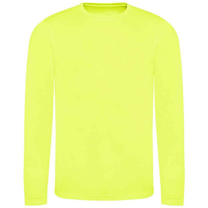 Electric Yellow - Front - AWDis Cool Mens Moisture Wicking Long-Sleeved T-Shirt