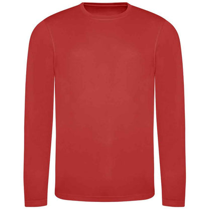 Fire Red - Front - AWDis Cool Mens Moisture Wicking Long-Sleeved T-Shirt