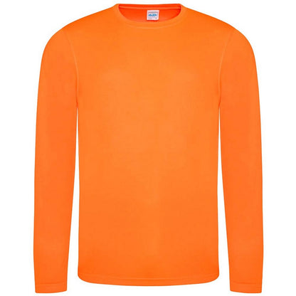 Electric Orange - Front - AWDis Cool Mens Moisture Wicking Long-Sleeved T-Shirt