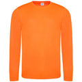 Electric Orange - Front - AWDis Cool Mens Moisture Wicking Long-Sleeved T-Shirt