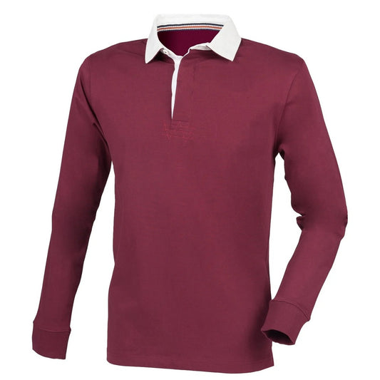 Deep Burgundy - Front - Front Row Mens Premium Rugby Shirt