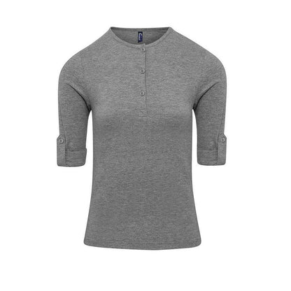 Grey Marl - Lifestyle - Premier Womens-Ladies Marl Roll Sleeve T-Shirt
