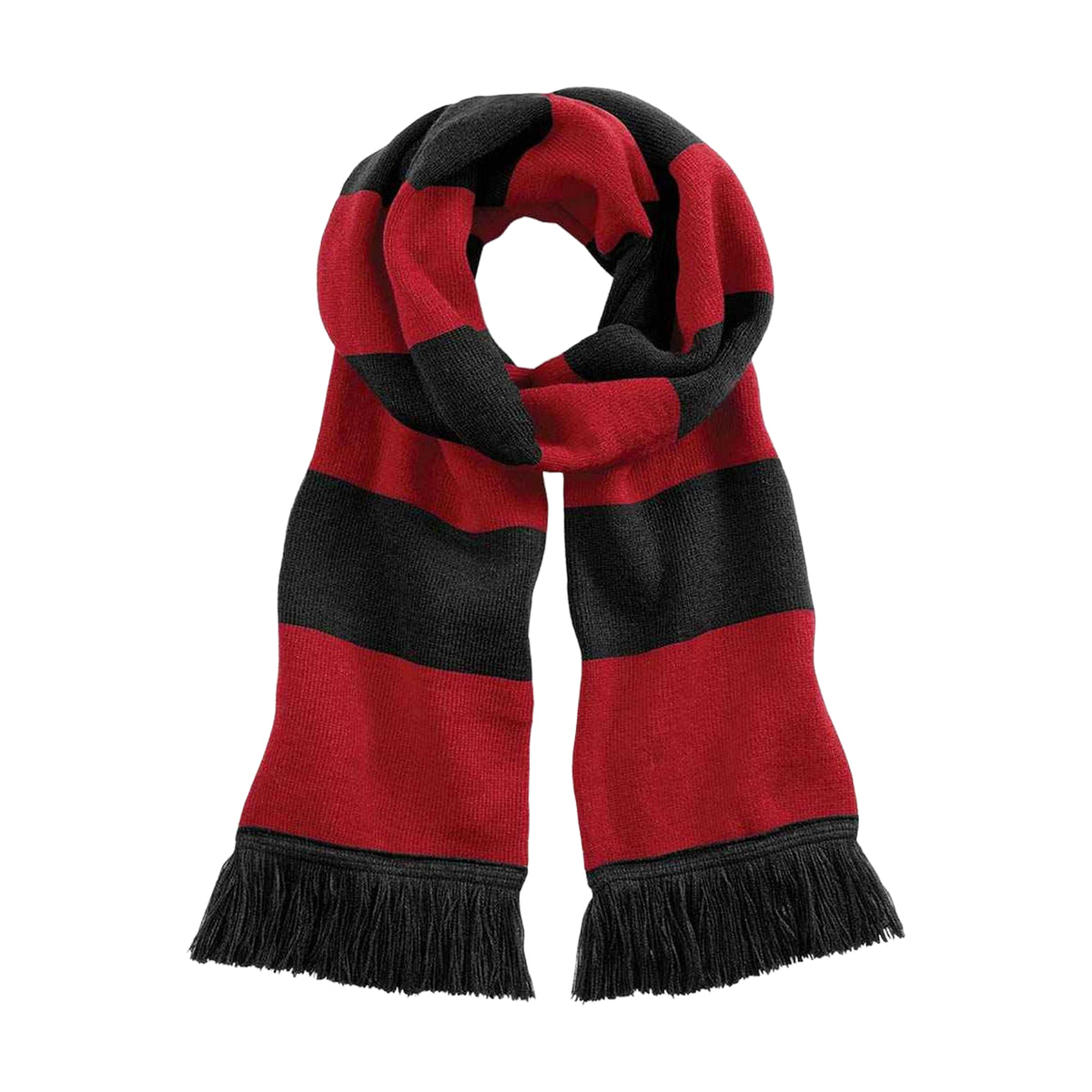Black-Classic Red - Front - Beechfield Unisex Adult Stadium Scarf