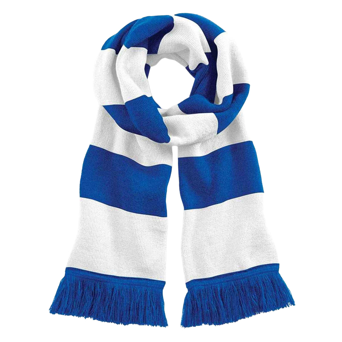 Bright Royal Blue-White - Front - Beechfield Unisex Adult Stadium Scarf