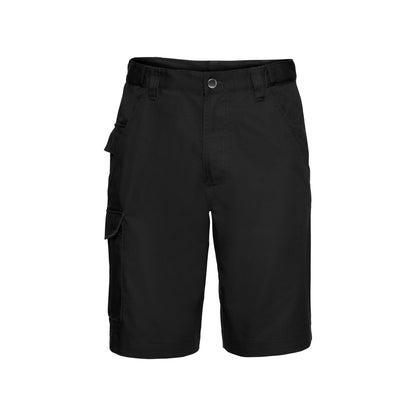 Black - Front - Russell Mens Polycotton Work Shorts