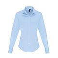 Pale Blue - Front - Premier Womens-Ladies Poplin Stretch Long-Sleeved Shirt