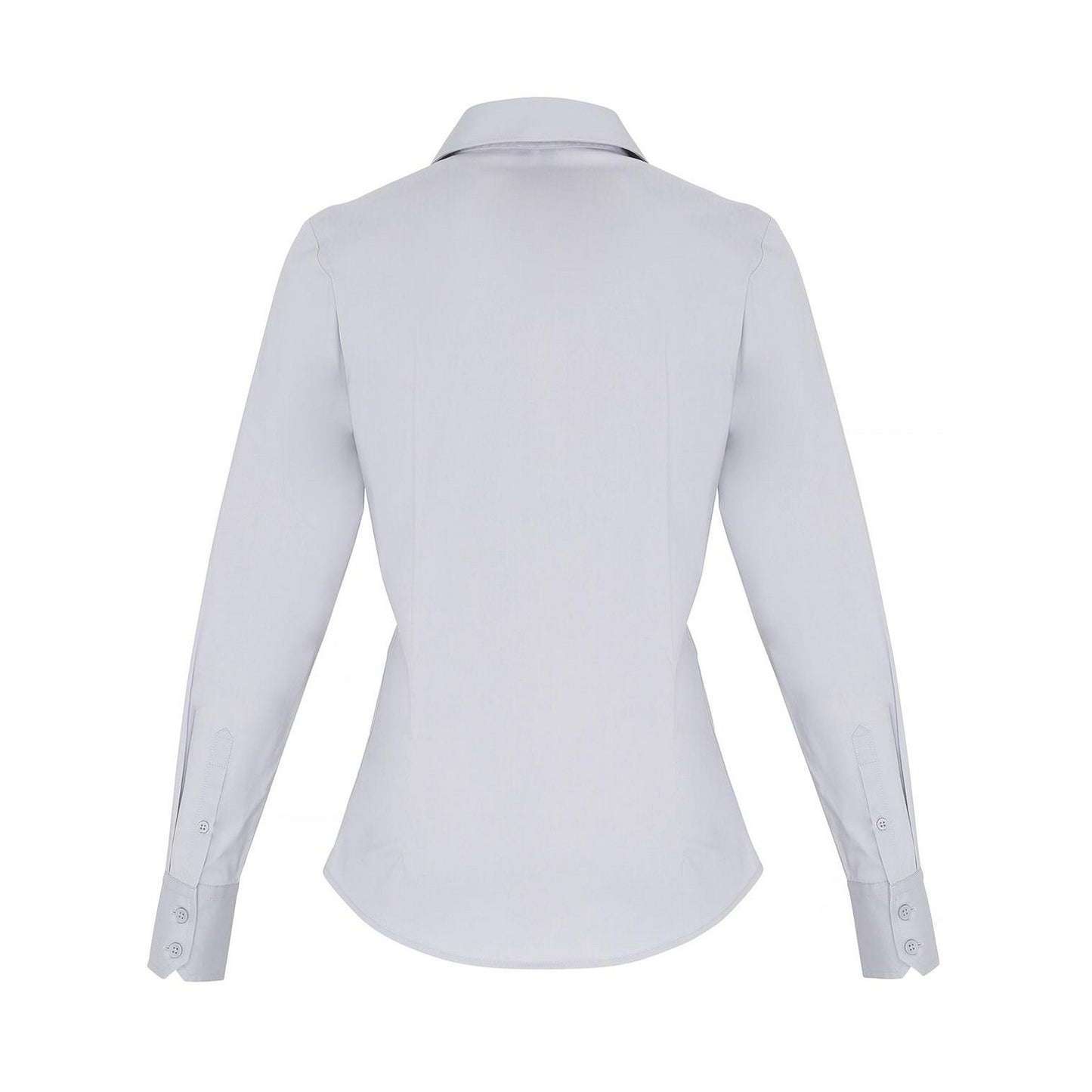 Silver - Back - Premier Womens-Ladies Poplin Stretch Long-Sleeved Shirt