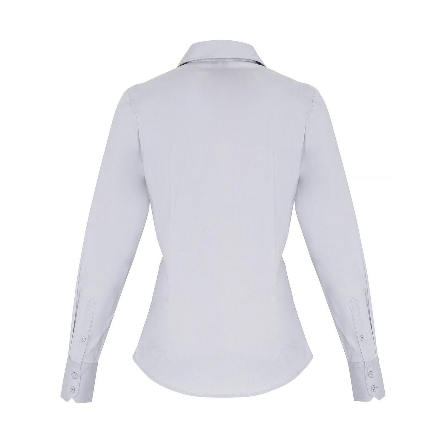 Silver - Back - Premier Womens-Ladies Poplin Stretch Long-Sleeved Shirt