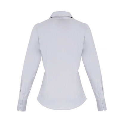 Silver - Back - Premier Womens-Ladies Poplin Stretch Long-Sleeved Shirt