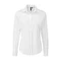 White - Front - Premier Womens-Ladies Poplin Stretch Long-Sleeved Shirt