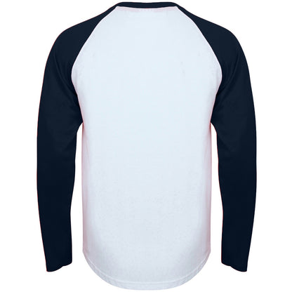 White-Oxford Navy - Back - Skinni Fit Mens Long-Sleeved Baseball T-Shirt