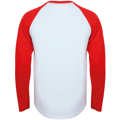 White-Oxford Navy - Lifestyle - Skinni Fit Mens Long-Sleeved Baseball T-Shirt