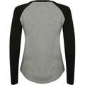 Grey-Black - Back - SF Womens-Ladies Heather Long-Sleeved Baseball T-Shirt