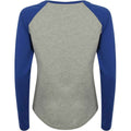 Heather Grey-Royal Blue - Back - SF Womens-Ladies Heather Long-Sleeved Baseball T-Shirt