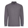 Solid Grey - Front - PRO RTX Mens Pro Pique Long-Sleeved Polo Shirt