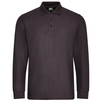 Charcoal - Front - PRO RTX Mens Pro Pique Long-Sleeved Polo Shirt