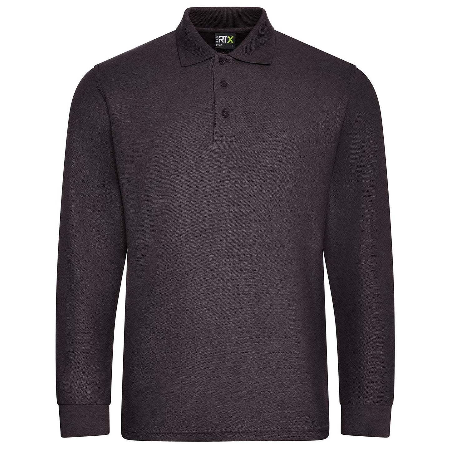 Charcoal - Front - PRO RTX Mens Pro Pique Long-Sleeved Polo Shirt