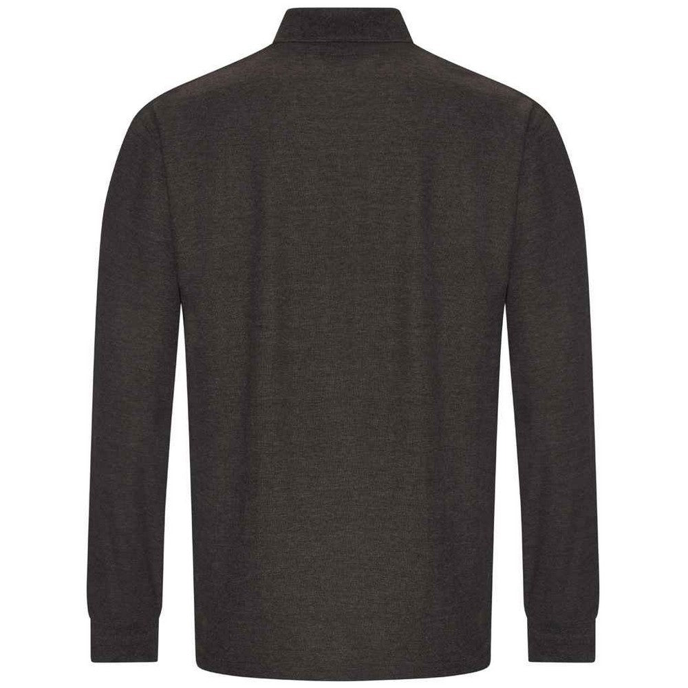 Charcoal - Back - PRO RTX Mens Pro Pique Long-Sleeved Polo Shirt
