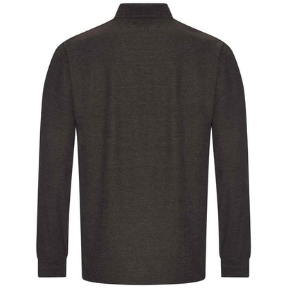 Charcoal - Back - PRO RTX Mens Pro Pique Long-Sleeved Polo Shirt