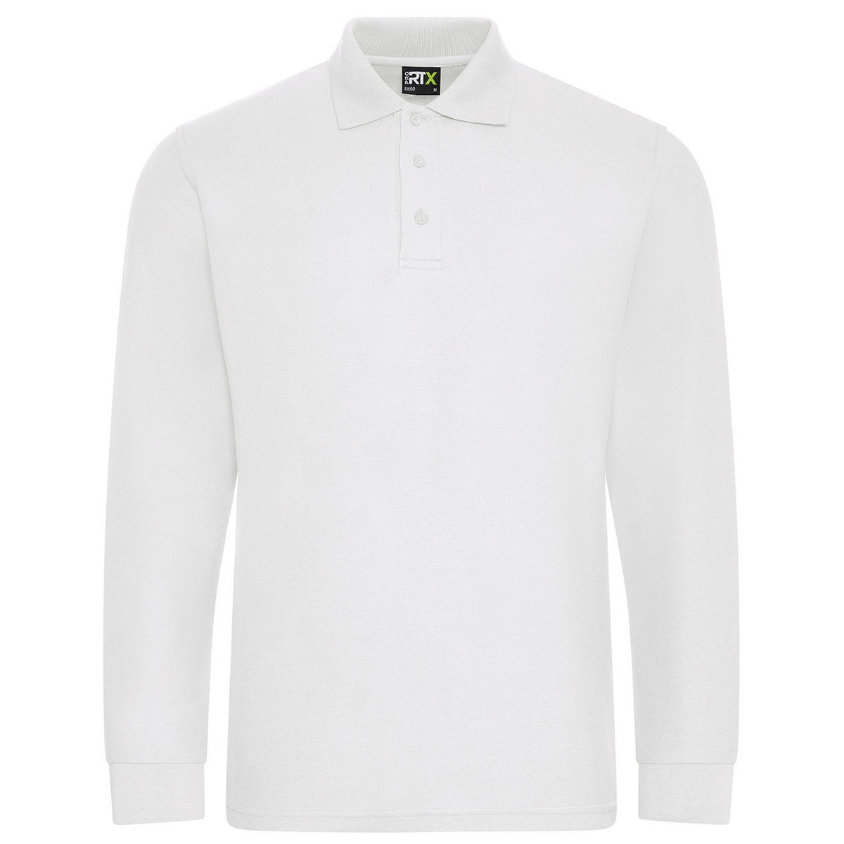 White - Front - PRO RTX Mens Pro Pique Long-Sleeved Polo Shirt