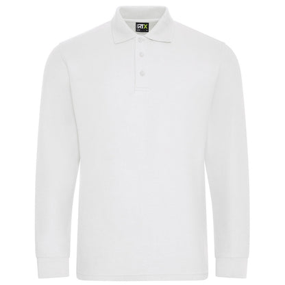 White - Front - PRO RTX Mens Pro Pique Long-Sleeved Polo Shirt