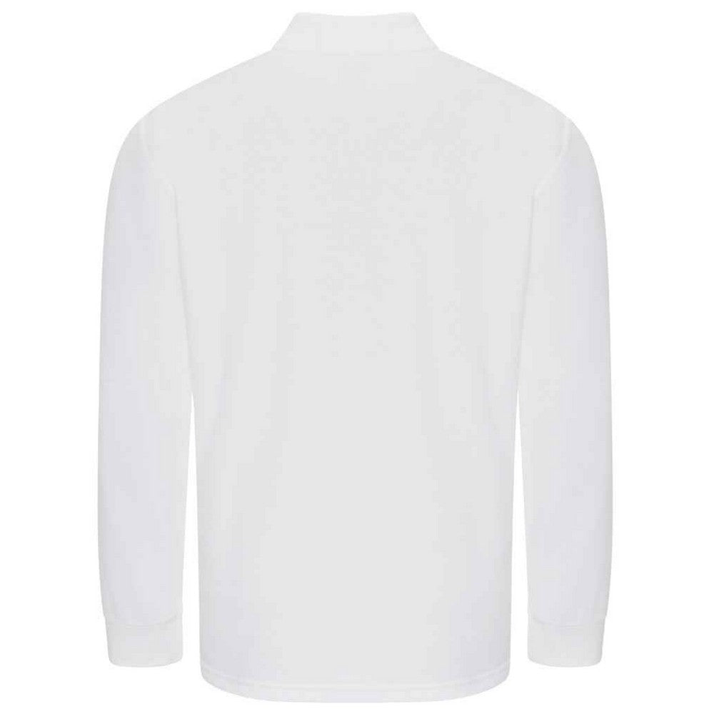 White - Back - PRO RTX Mens Pro Pique Long-Sleeved Polo Shirt