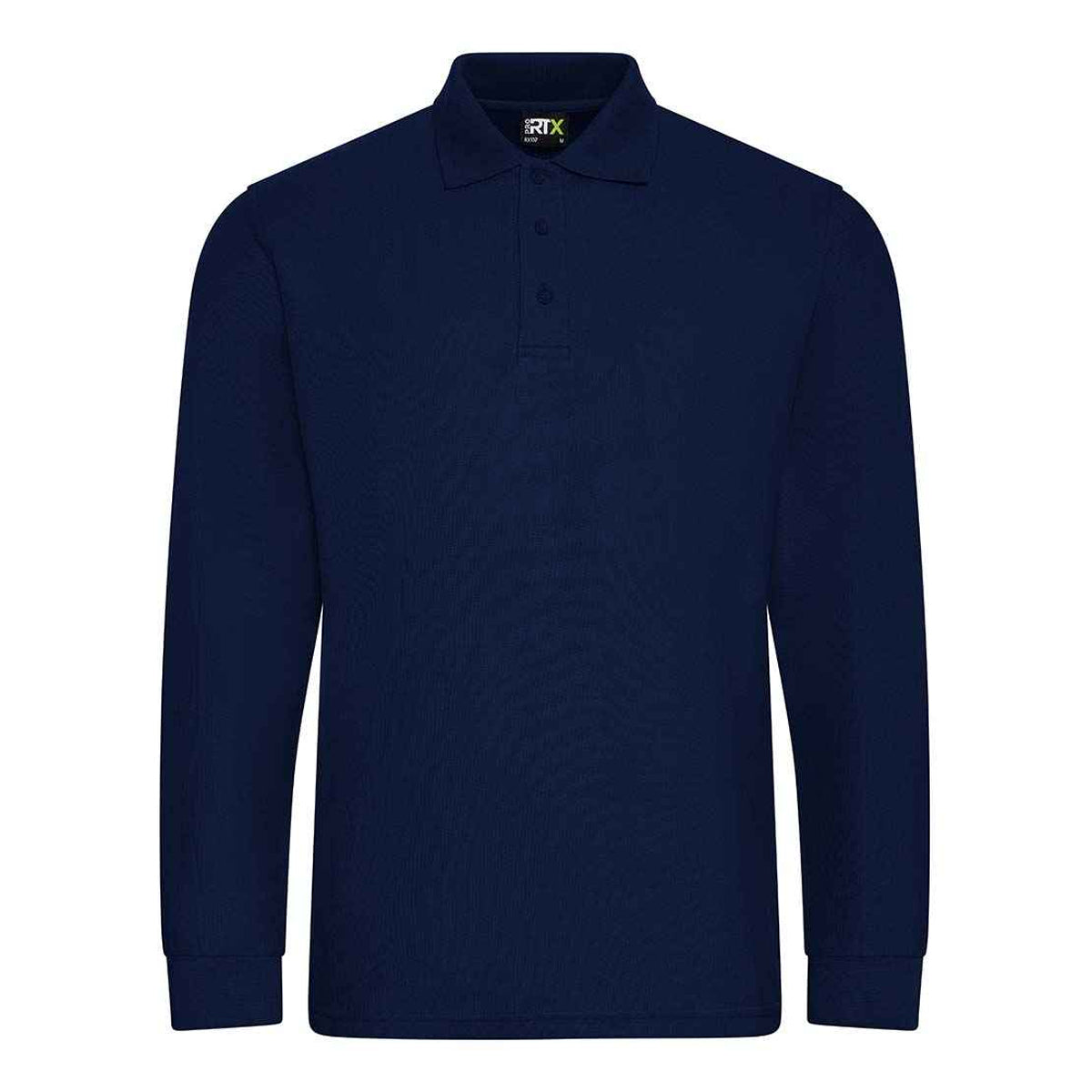 Navy - Front - PRO RTX Mens Pro Pique Long-Sleeved Polo Shirt