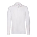 White - Front - Fruit of the Loom Mens Cotton Pique Long-Sleeved Polo Shirt