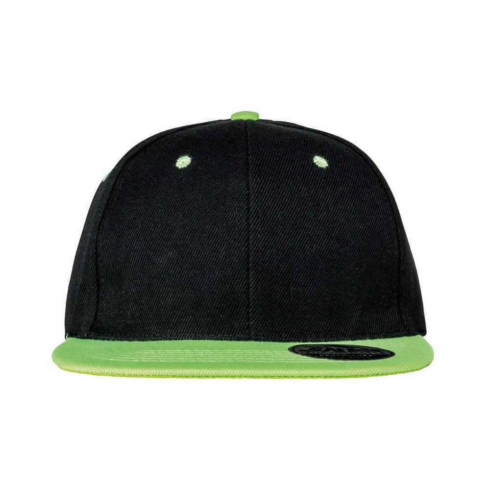 Black-Lime - Front - Result Headwear Unisex Adult Bronx Contrast Snapback Cap