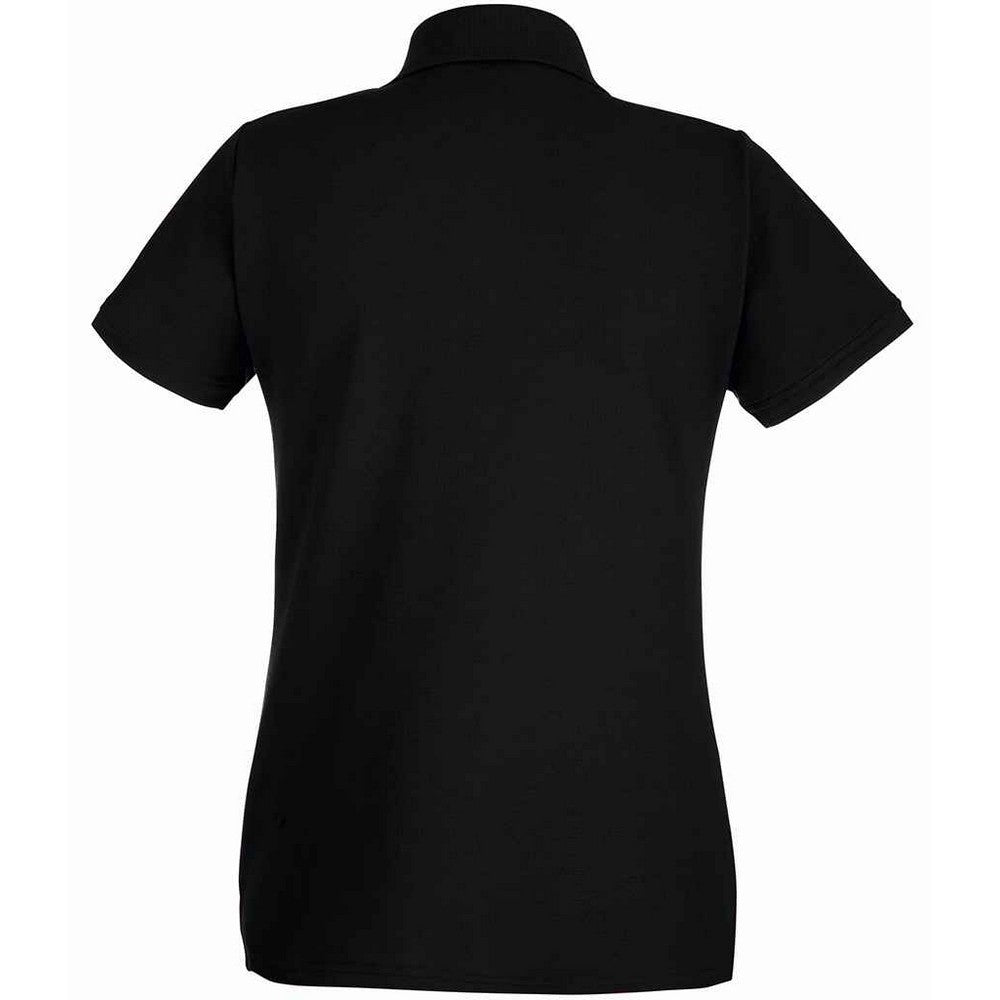 Black - Back - Fruit of the Loom Womens-Ladies Premium Cotton Pique Lady Fit Polo Shirt